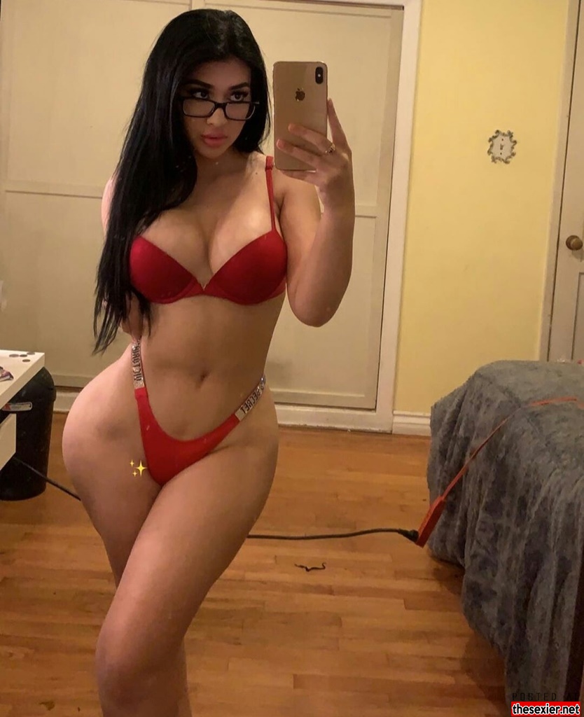 curvy brunette lingerie selfie photo